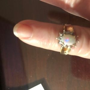 10K GOLD OPAL & DIAMOND ACCENTS SIZE 6